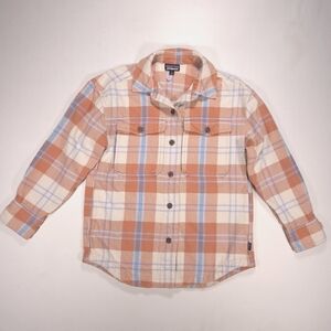 Patagonia Orange Blue Cream Plaid Button-Down Shirt